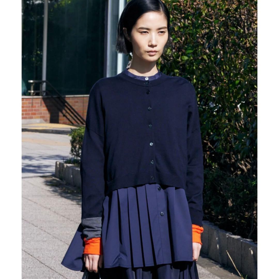 ENFOLD LAYERED-CARDIGAN カーディガン　ネイビー　武井咲