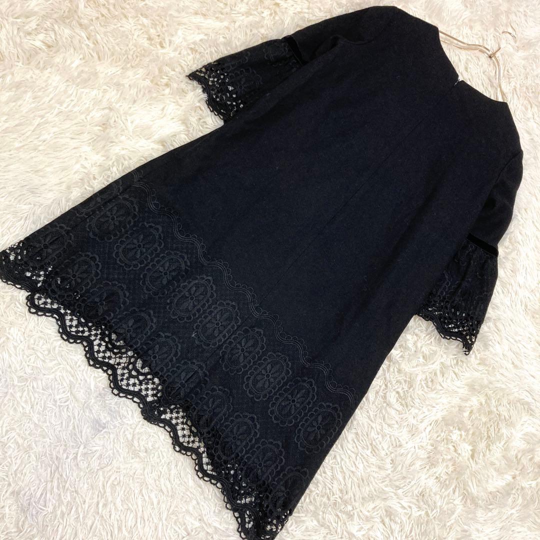 M'S GRACY 刺繍ワンピース ブラック 40 お呼ばれ レース 上品