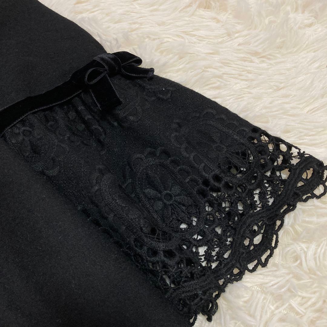 M'S GRACY 刺繍ワンピース ブラック 40 お呼ばれ レース 上品