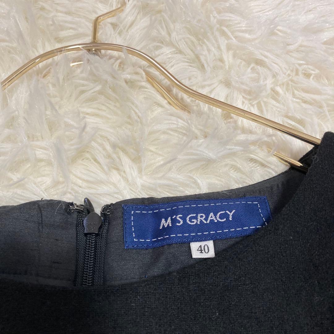 M'S GRACY 刺繍ワンピース ブラック 40 お呼ばれ レース 上品