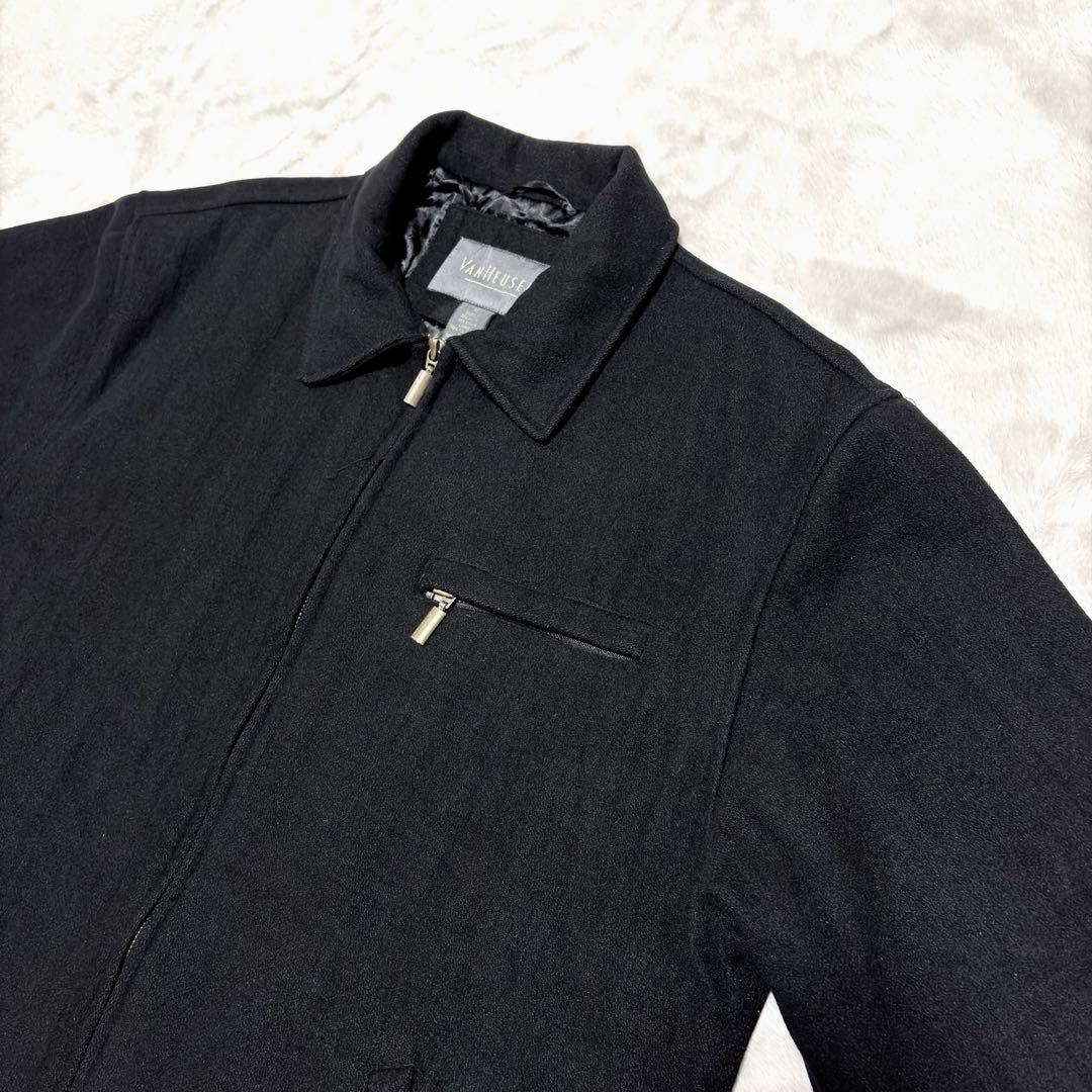 古着 VAN HEUSEN 90s ブルゾン ジップアップ ウールジャケット　黒