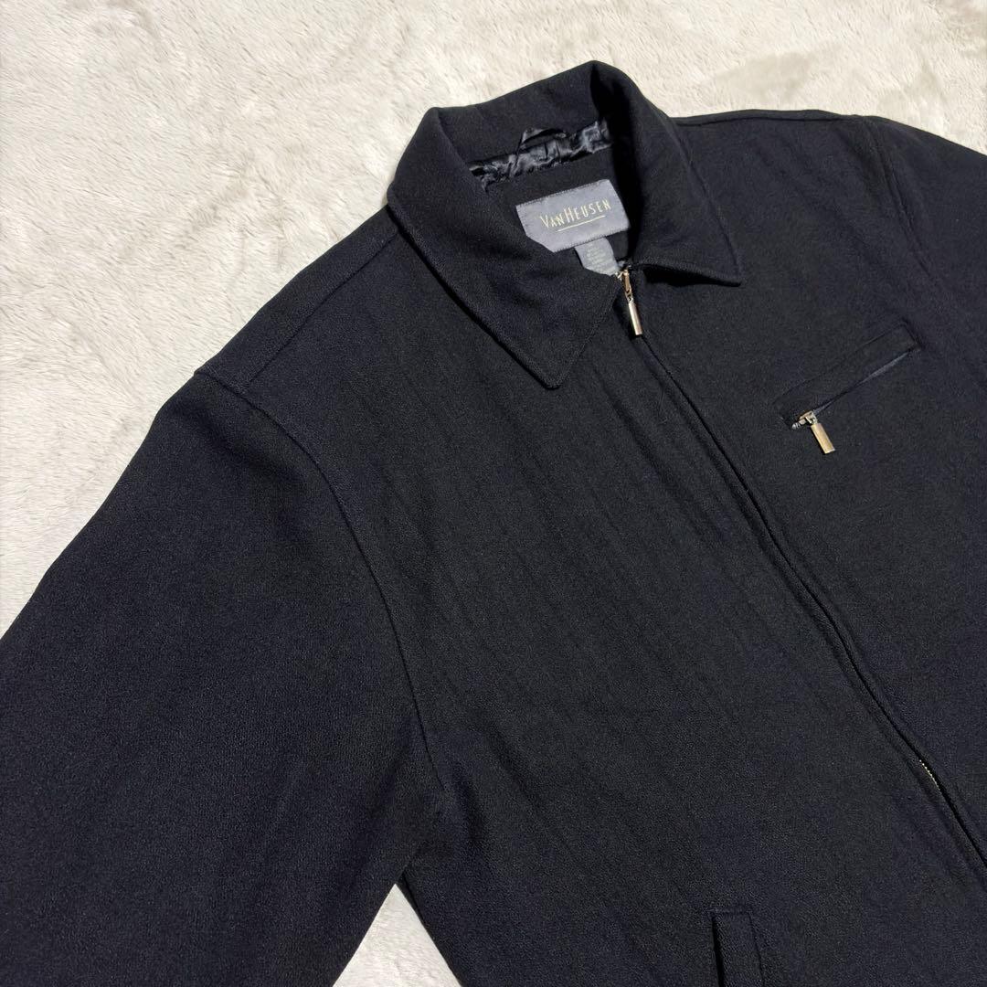 古着 VAN HEUSEN 90s ブルゾン ジップアップ ウールジャケット　黒