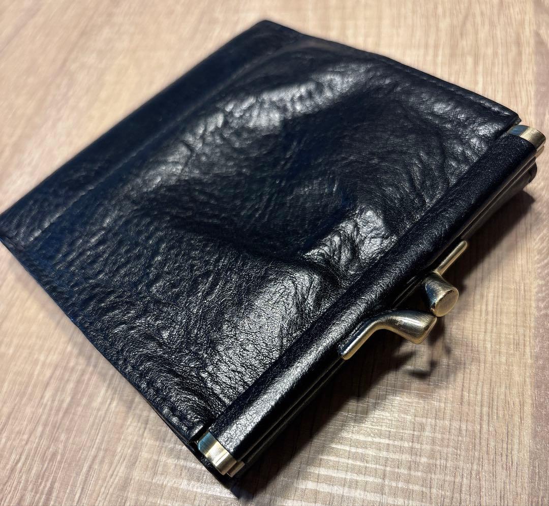 ✨美品✨ILBISONTE イルビゾンテ　レザー　二つ折り財布　がま口　ブラック