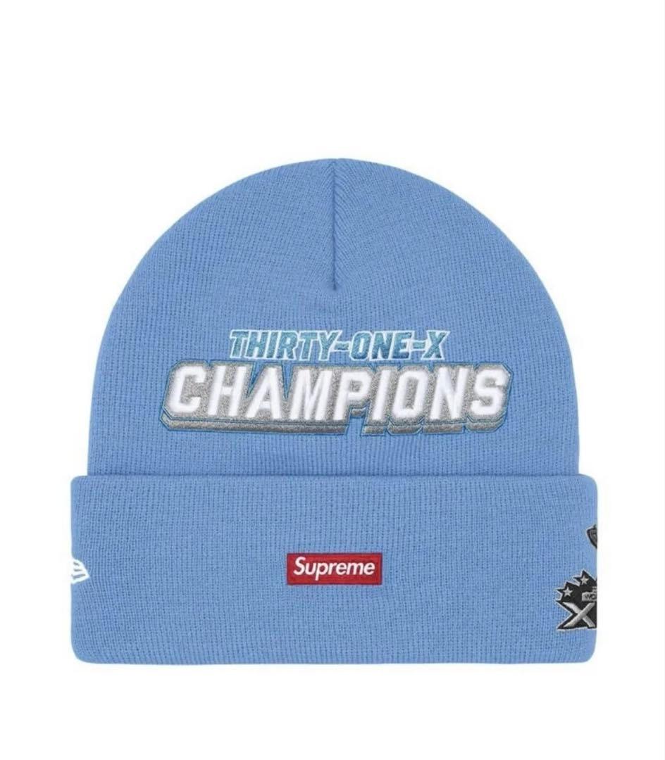 ぷ*様 Supreme ニット帽 水色 NEW YORK SUPREME