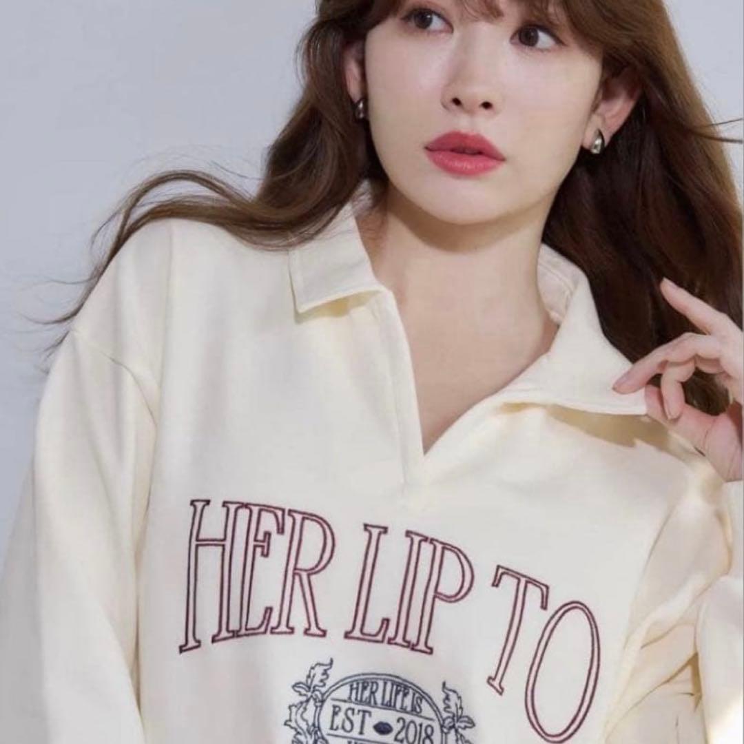 トップス herlipto Embroidery Polo Sweatshirt