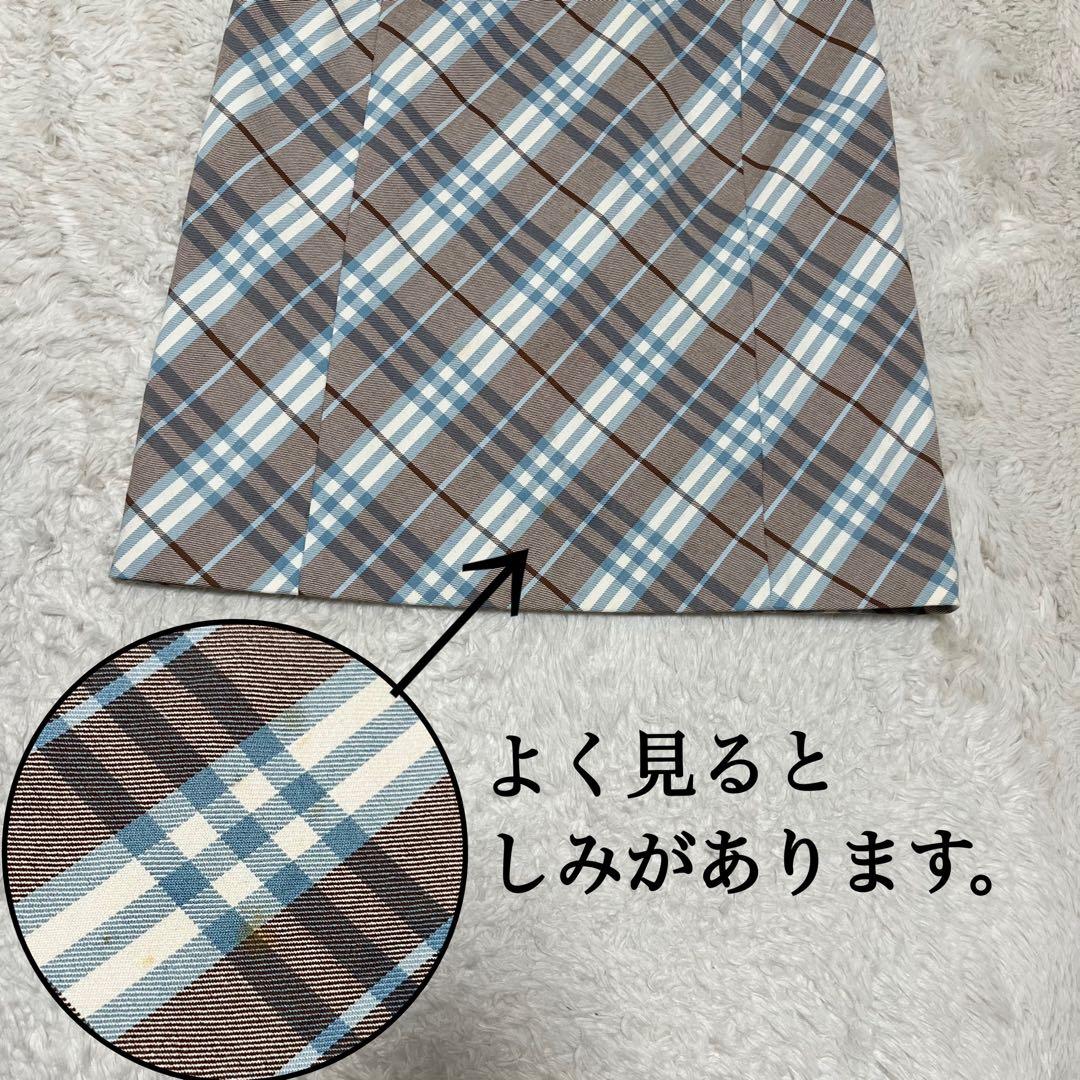 バーバリーブルーレーベル　ワンピース　ノースリーブ　ノバチェック　水色　白　茶