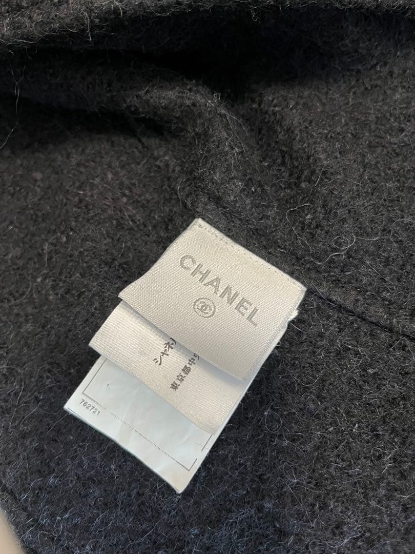 シャネル　CHANEL コート　ロング　黒　ブラック　CCマークS ロングコート