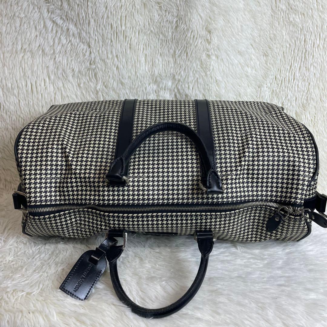 【美品】ポロラルフローレン ボストンバッグ 千鳥格子 2way PVC レザー