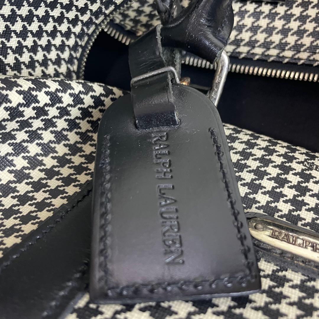 【美品】ポロラルフローレン ボストンバッグ 千鳥格子 2way PVC レザー