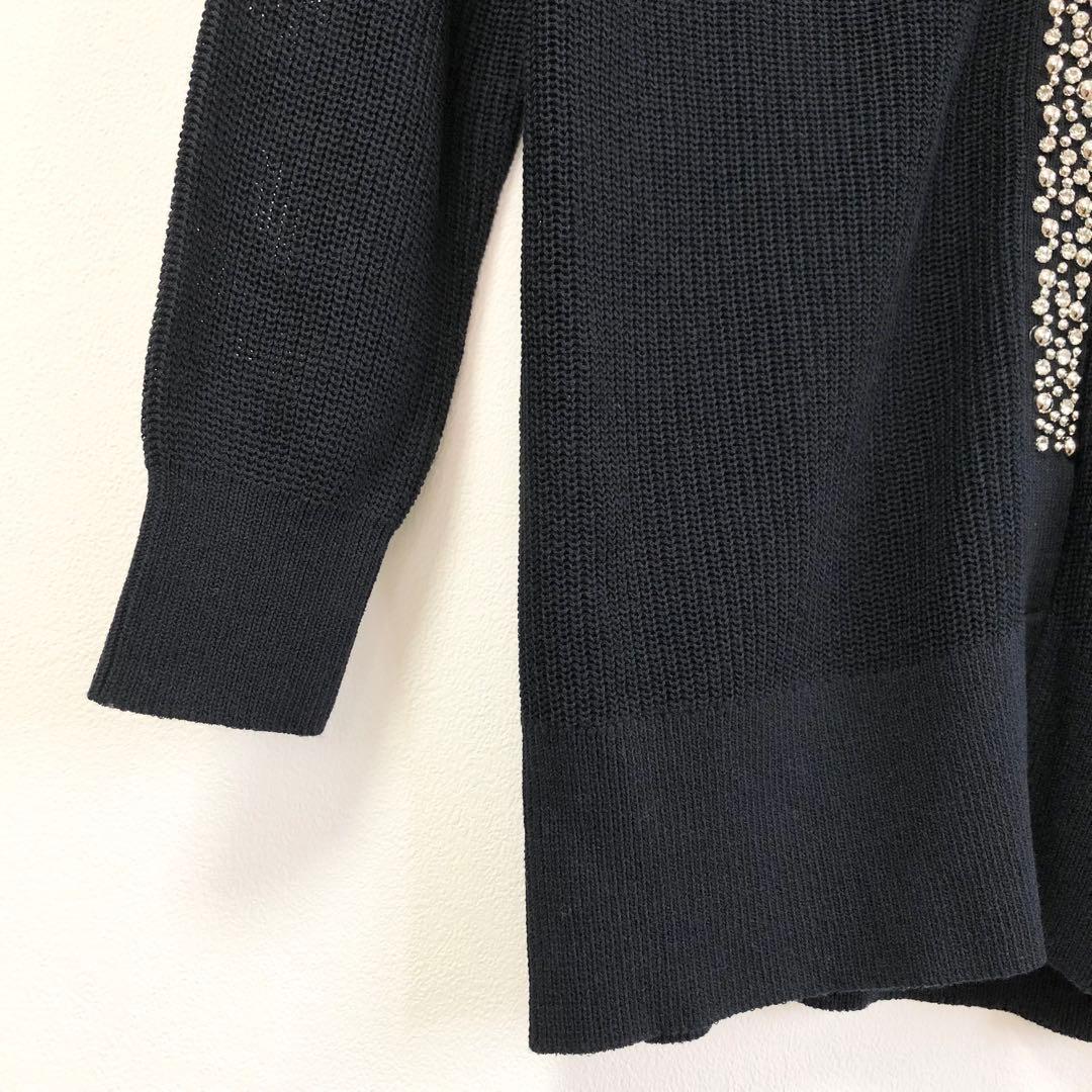 美品 LOUNIE ルーニィ ビジュー付きカーディガン F ネイビー