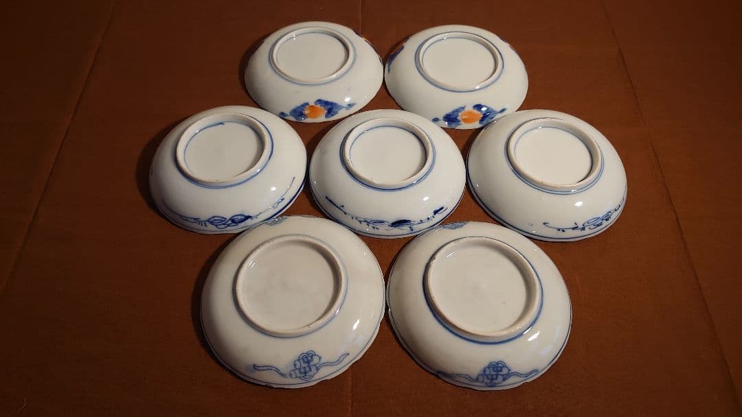 古伊万里　伊万里　豆皿　菓子皿　色絵　金襴手　小紋　３種　７客