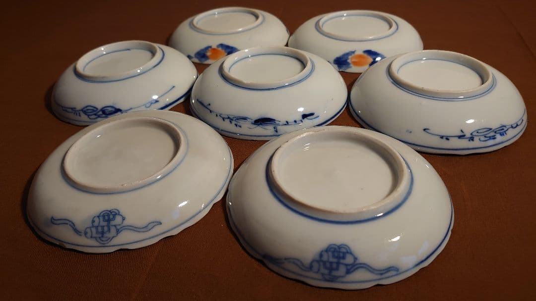 古伊万里　伊万里　豆皿　菓子皿　色絵　金襴手　小紋　３種　７客