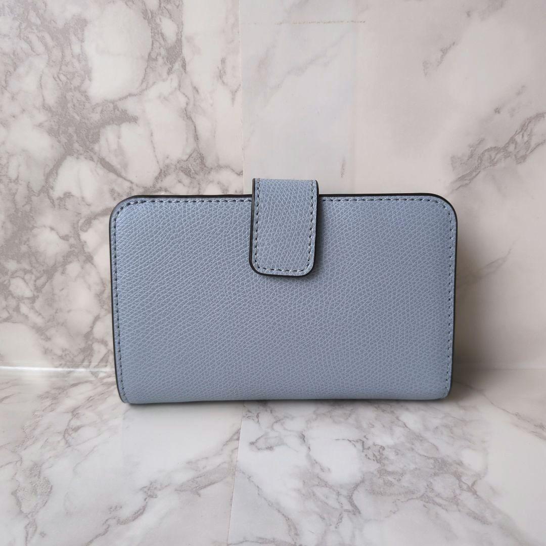 FURLA ライトブルー ピンクベージュ　二つ折り財布　М