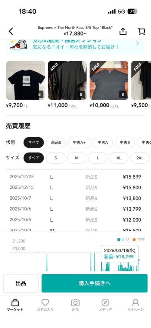 THE NORTH FACE Supreme コラボ Tシャツ ブラック