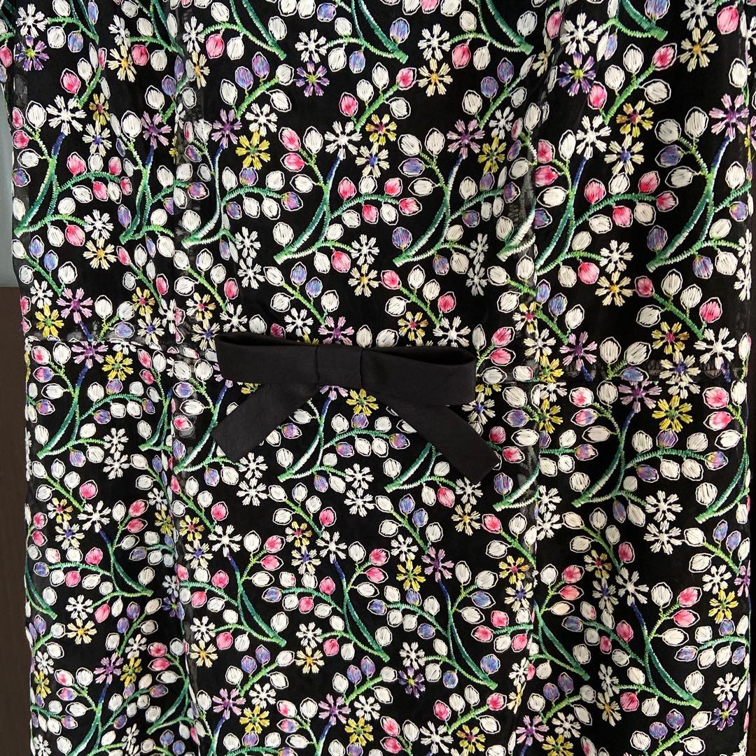 エムズグレイシー 花柄刺繍 半袖ワンピース　38