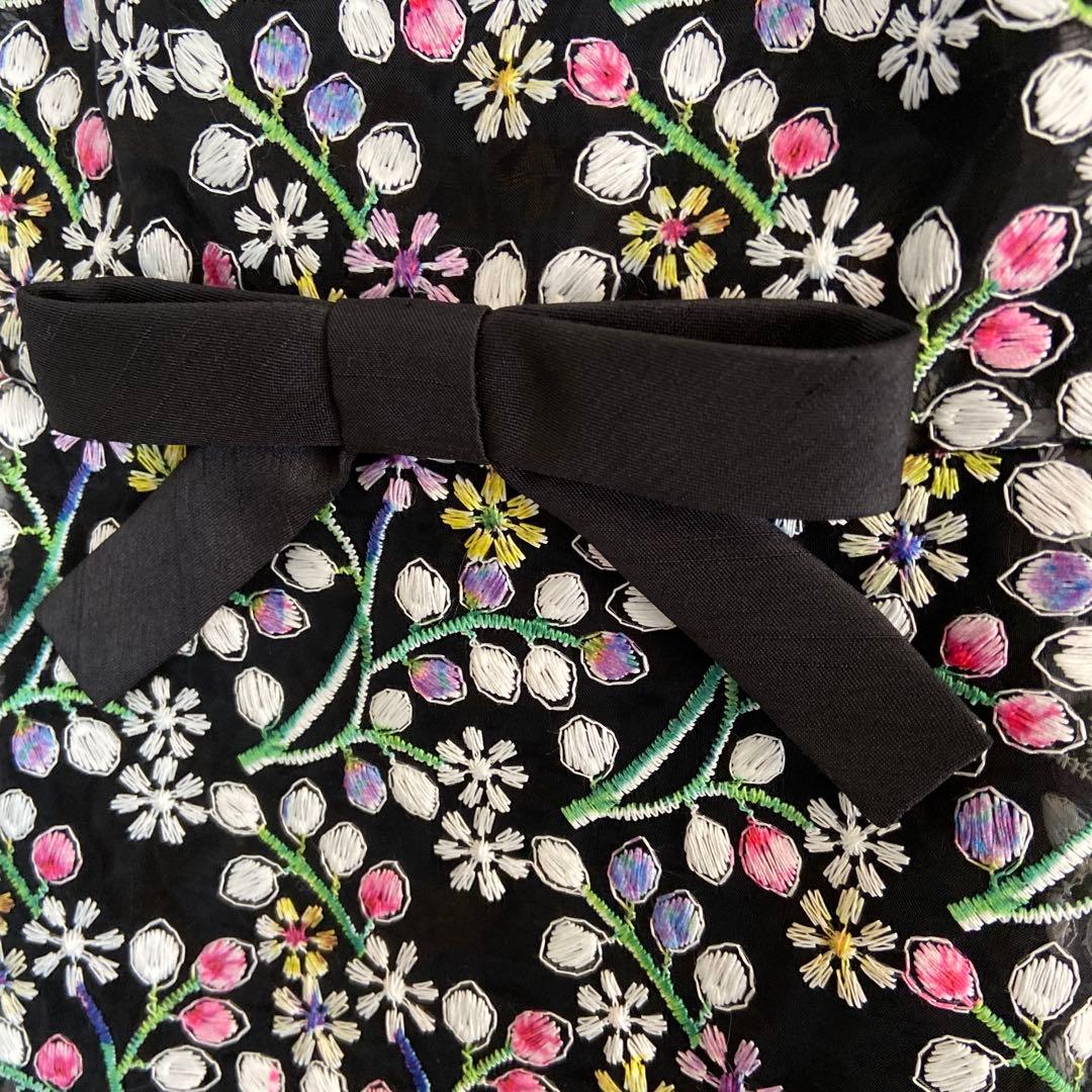 エムズグレイシー 花柄刺繍 半袖ワンピース　38