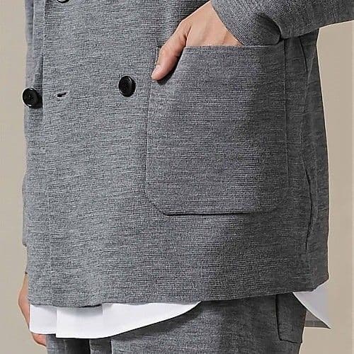 【美品】［毛玉レスニット］ファインゲージダブルブレストジャケット