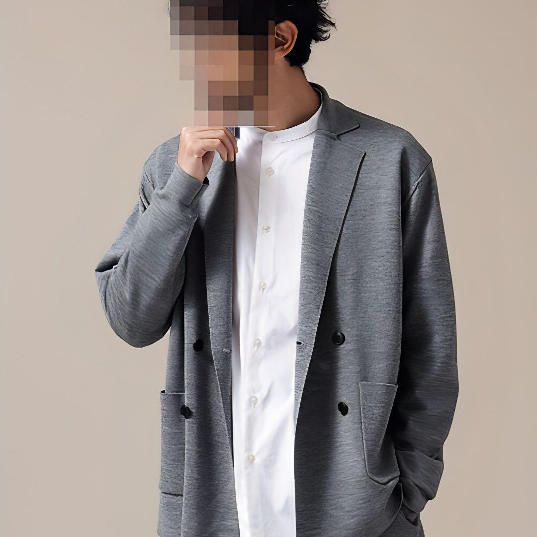 【美品】［毛玉レスニット］ファインゲージダブルブレストジャケット
