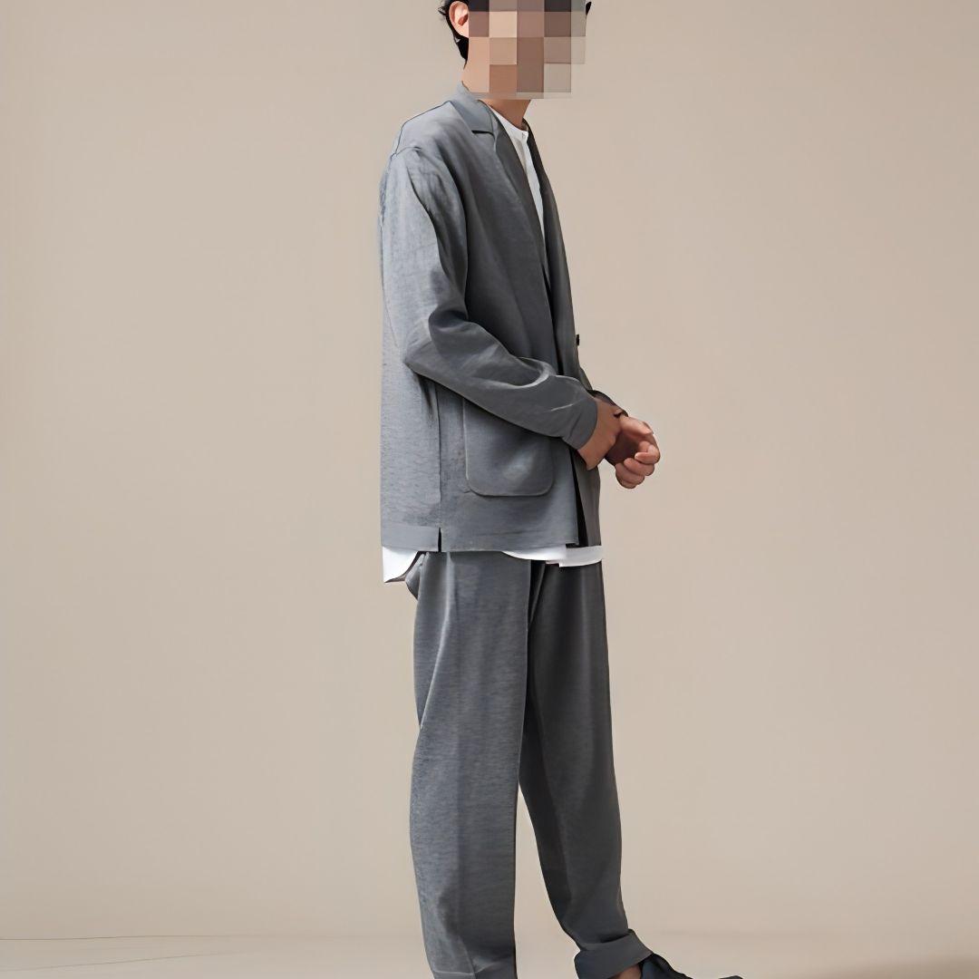 【美品】［毛玉レスニット］ファインゲージダブルブレストジャケット