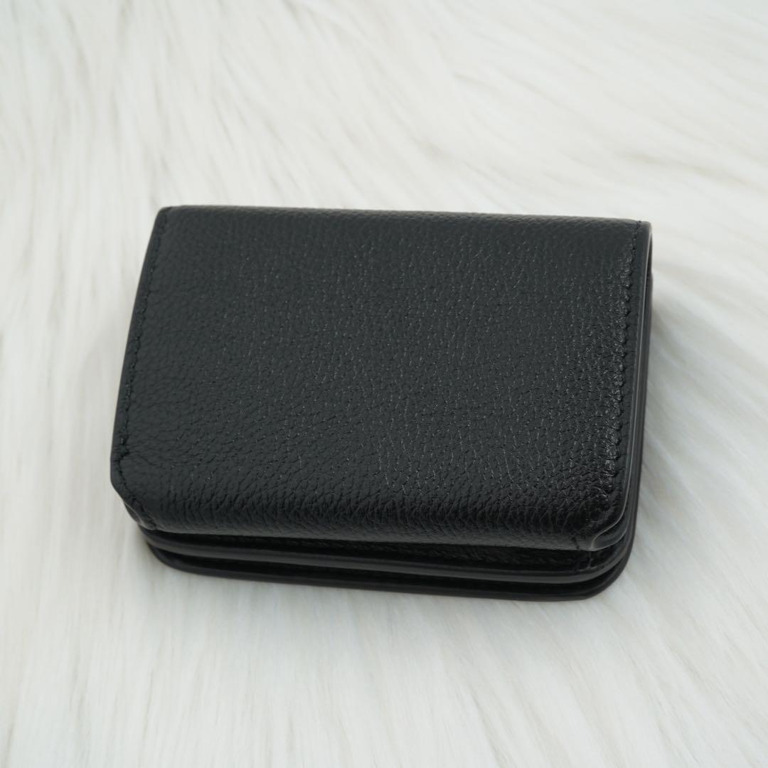 新品未使用品　箱付き　BALENCIAGA 三つ折り財布　レザー　ブラック