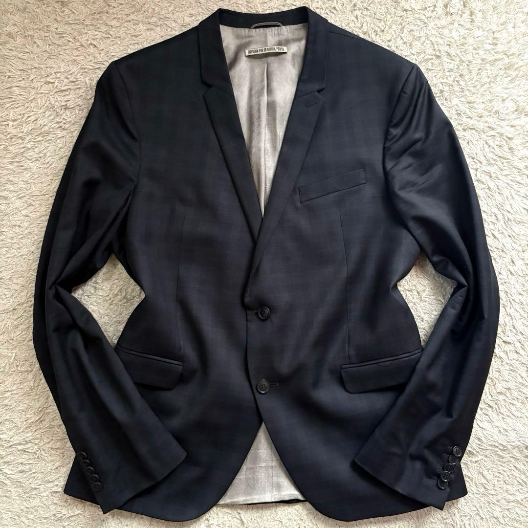 ★カノニコ 2XL★ DRYKORN テーラードジャケット 総柄 チェック 紺