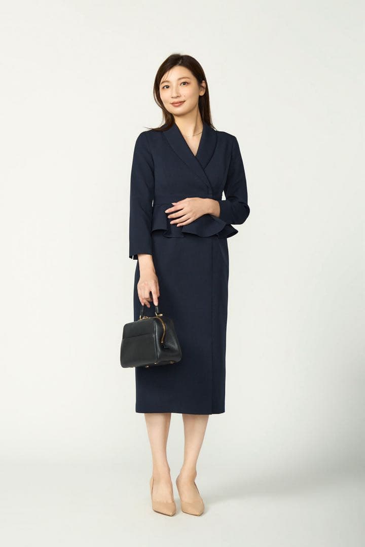新品Audire Cheer up peplum dress Navy M