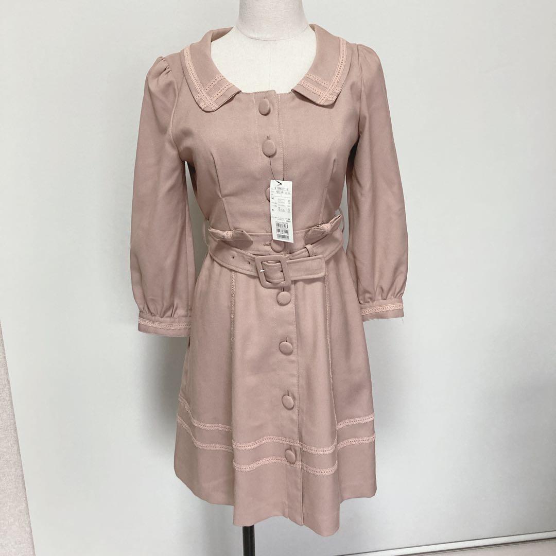【未使用タグ付き】ウィルセレクション　くすみピンク　ワンピース　コート　リボン