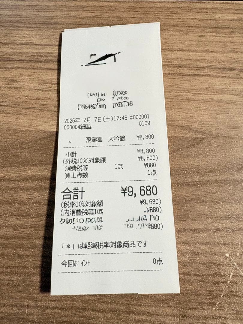 飛露喜　大吟醸　値下げ交渉不可。