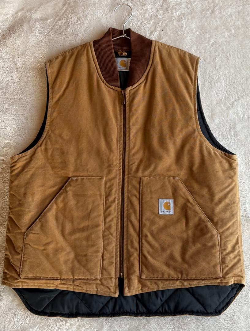【星タグ】【80s90s】USA製 carhartt ダックベスト 腰ゴム XL