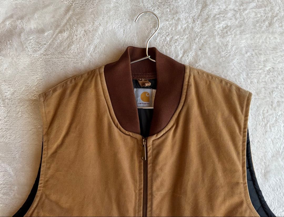 【星タグ】【80s90s】USA製 carhartt ダックベスト 腰ゴム XL
