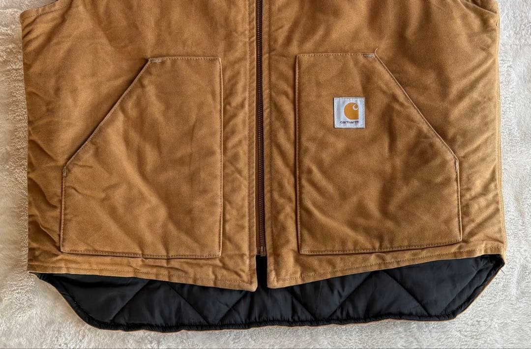 【星タグ】【80s90s】USA製 carhartt ダックベスト 腰ゴム XL