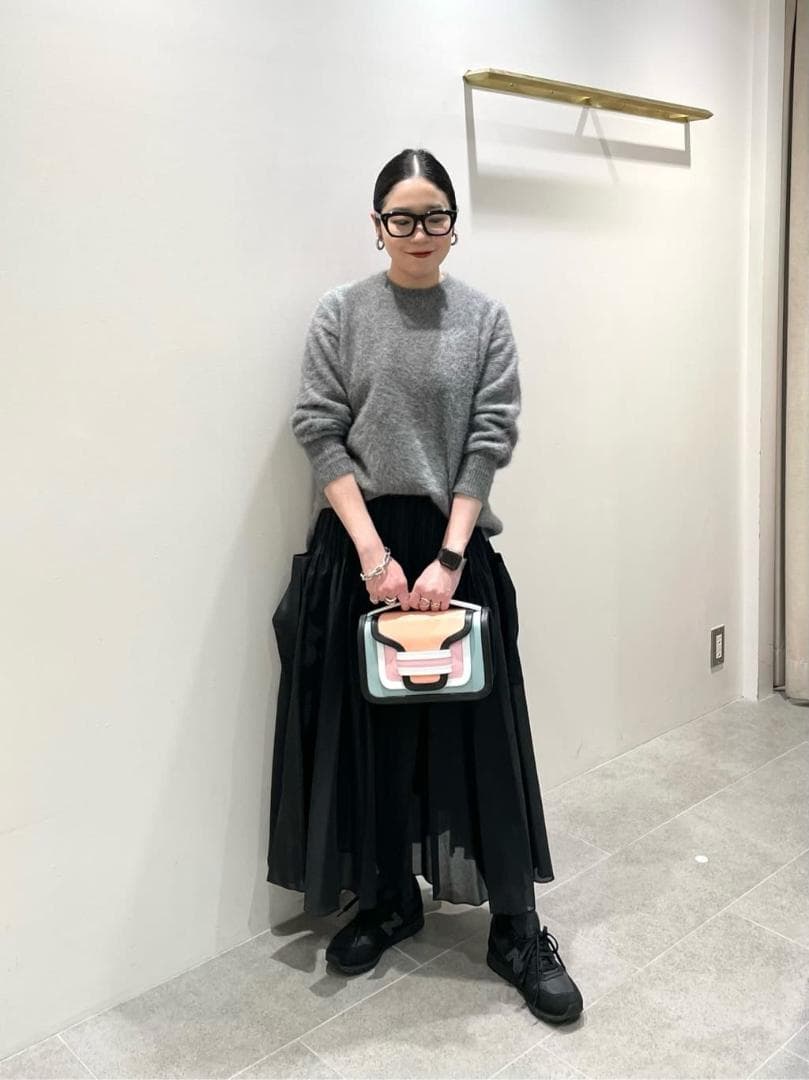 UNITED ARROWS オーガンジー ポケット プリーツスカート ネイビー