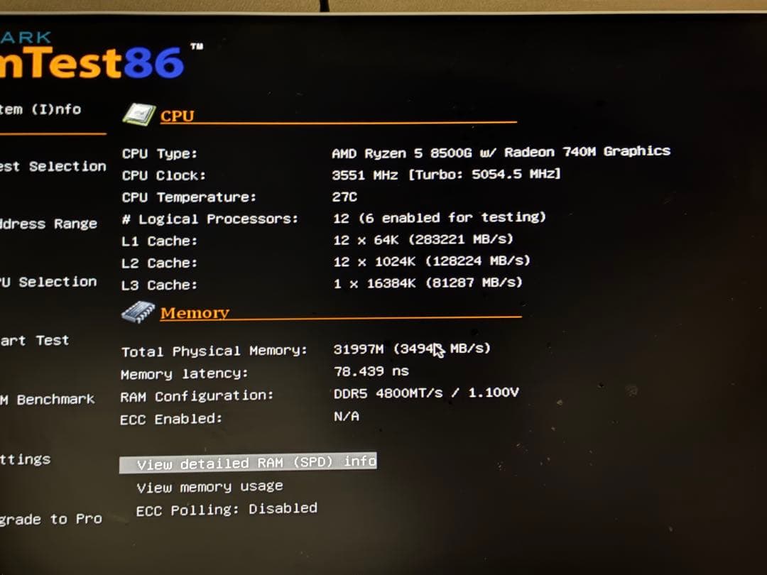 WINTEN DDR5-4800 32GB 動作確認済み 本体のみ 相性問題あり