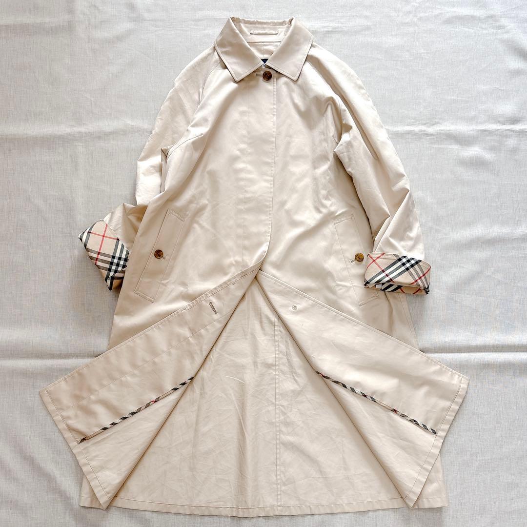 極美品☆バーバリーロンドン　ロングコート　ステンカラー　ノバチェック　ベージュ