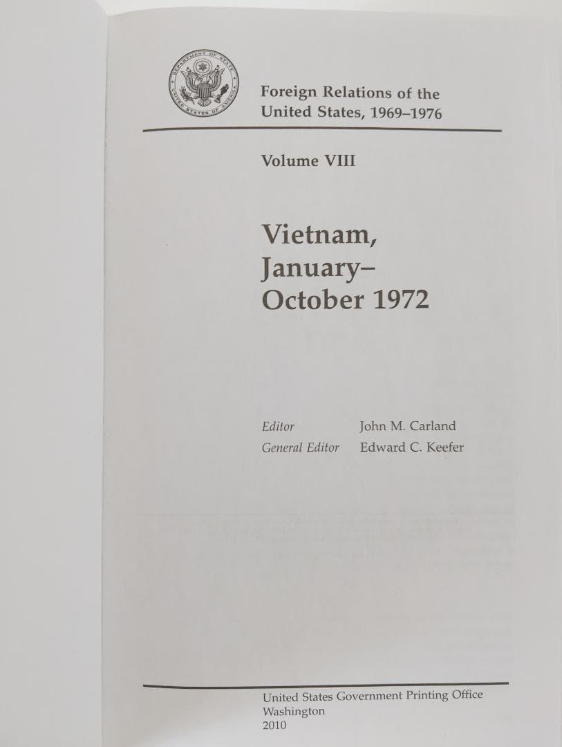 値下げ　アメリカ政府の外交文書 ヴェトナム編　1972年1月ー1972年10月