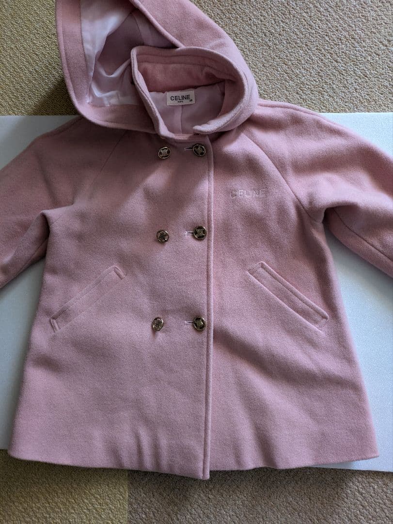美品　CELINE BABY セリーヌ　コート　フード付き　ピンク　95㎝