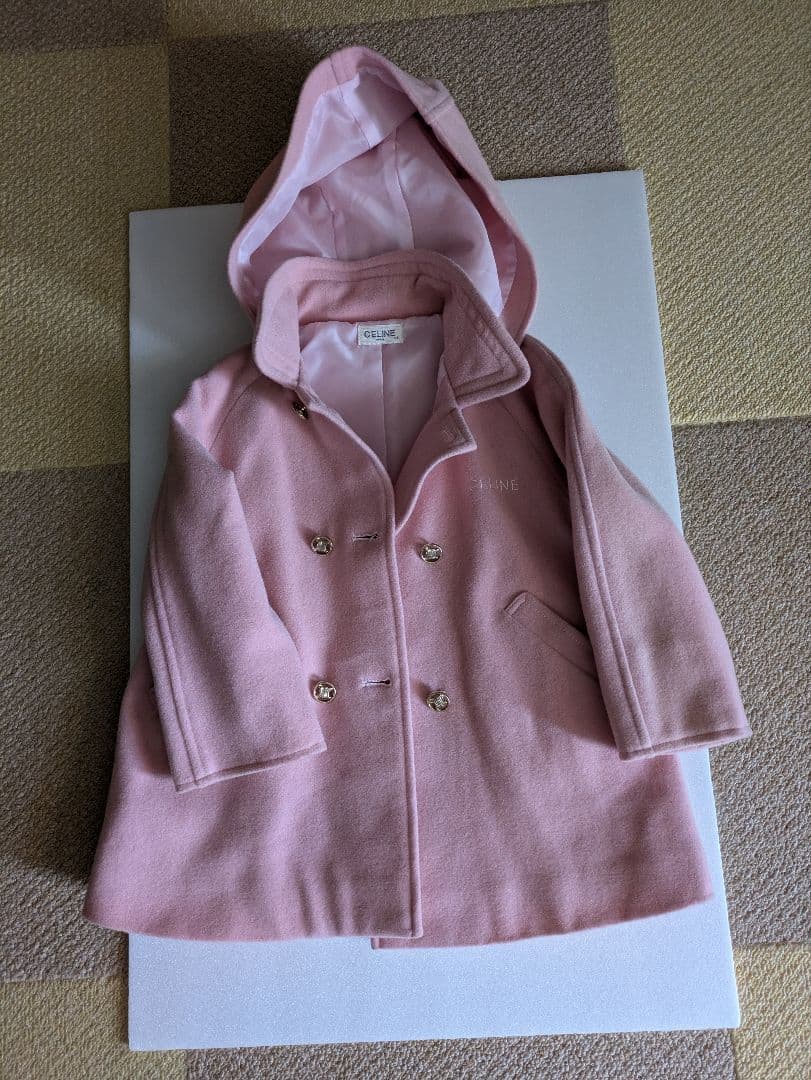 美品　CELINE BABY セリーヌ　コート　フード付き　ピンク　95㎝