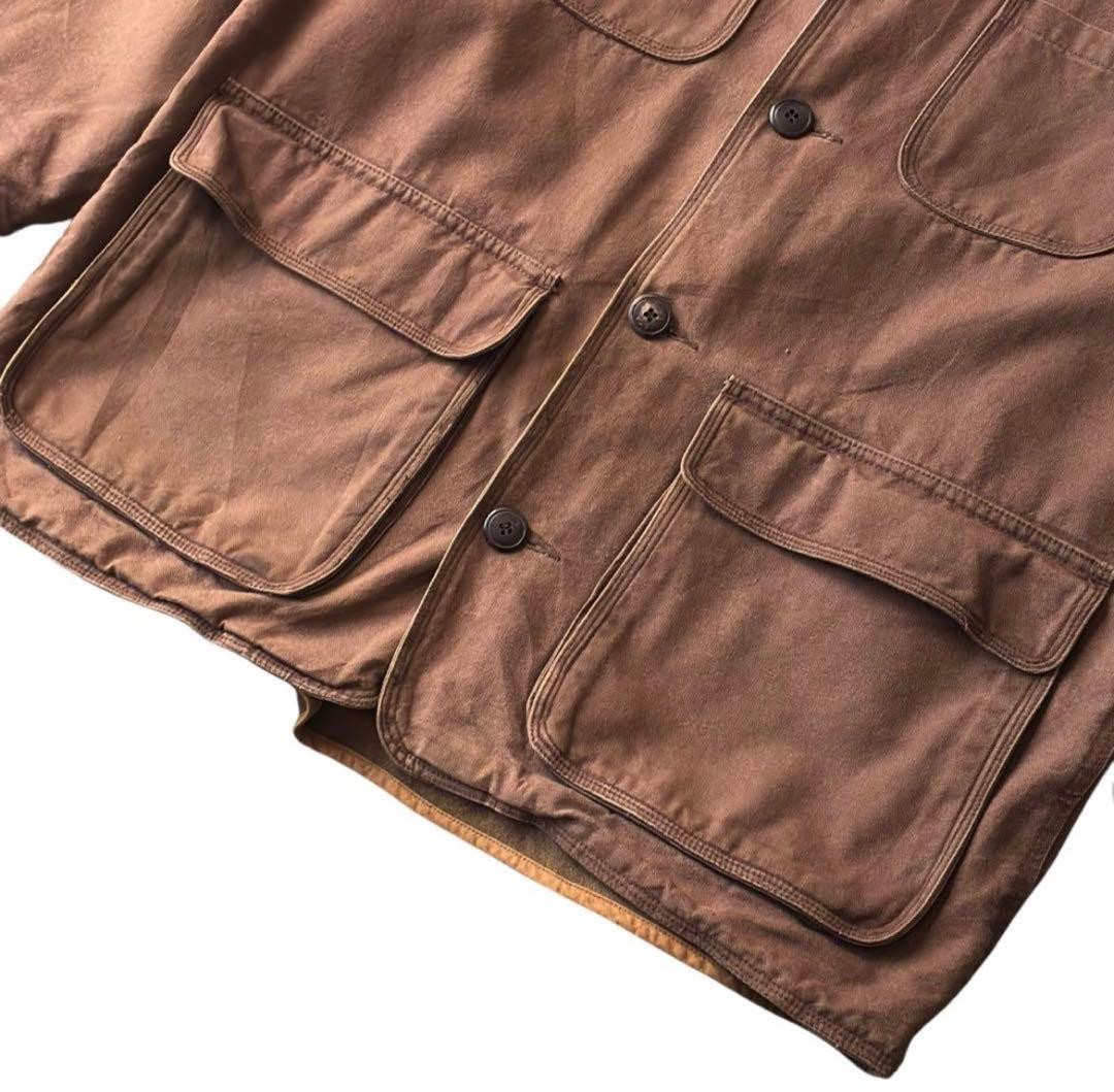 襟レザー　90s J.CREW カバーオール　ライナー付き ジャケット　巨人タグ
