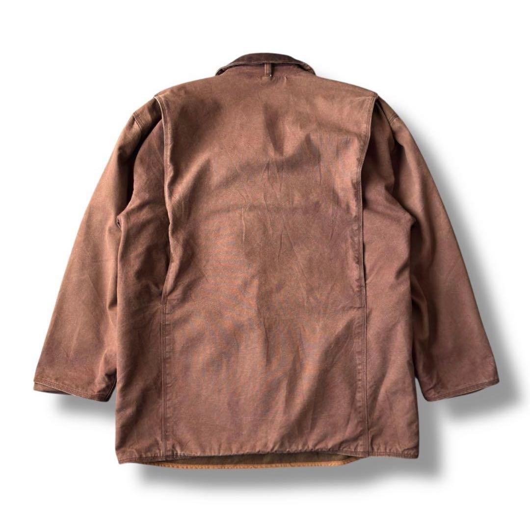 襟レザー　90s J.CREW カバーオール　ライナー付き ジャケット　巨人タグ