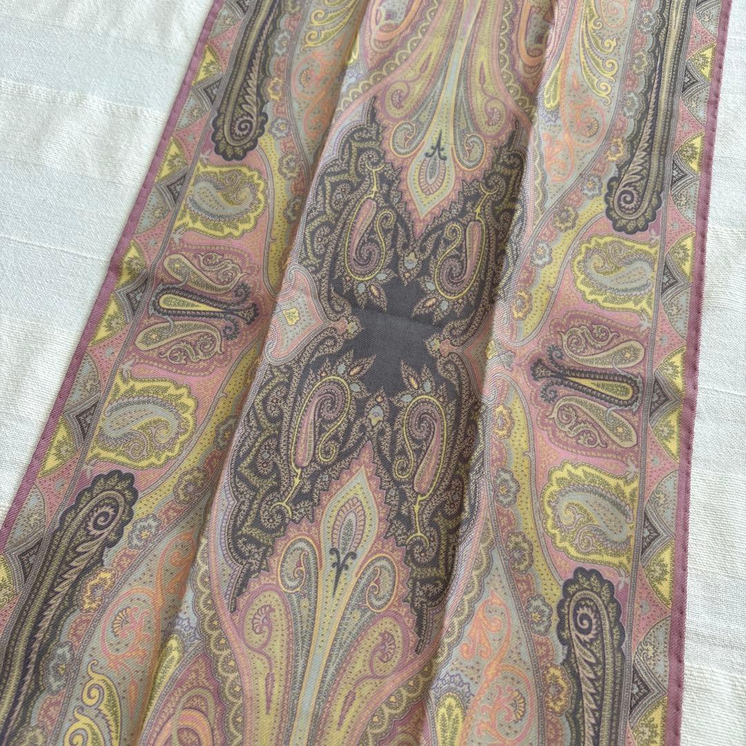 ETRO シルク&ウール　ストール　エトロ　ペイズリー　イタリア製　絹　毛