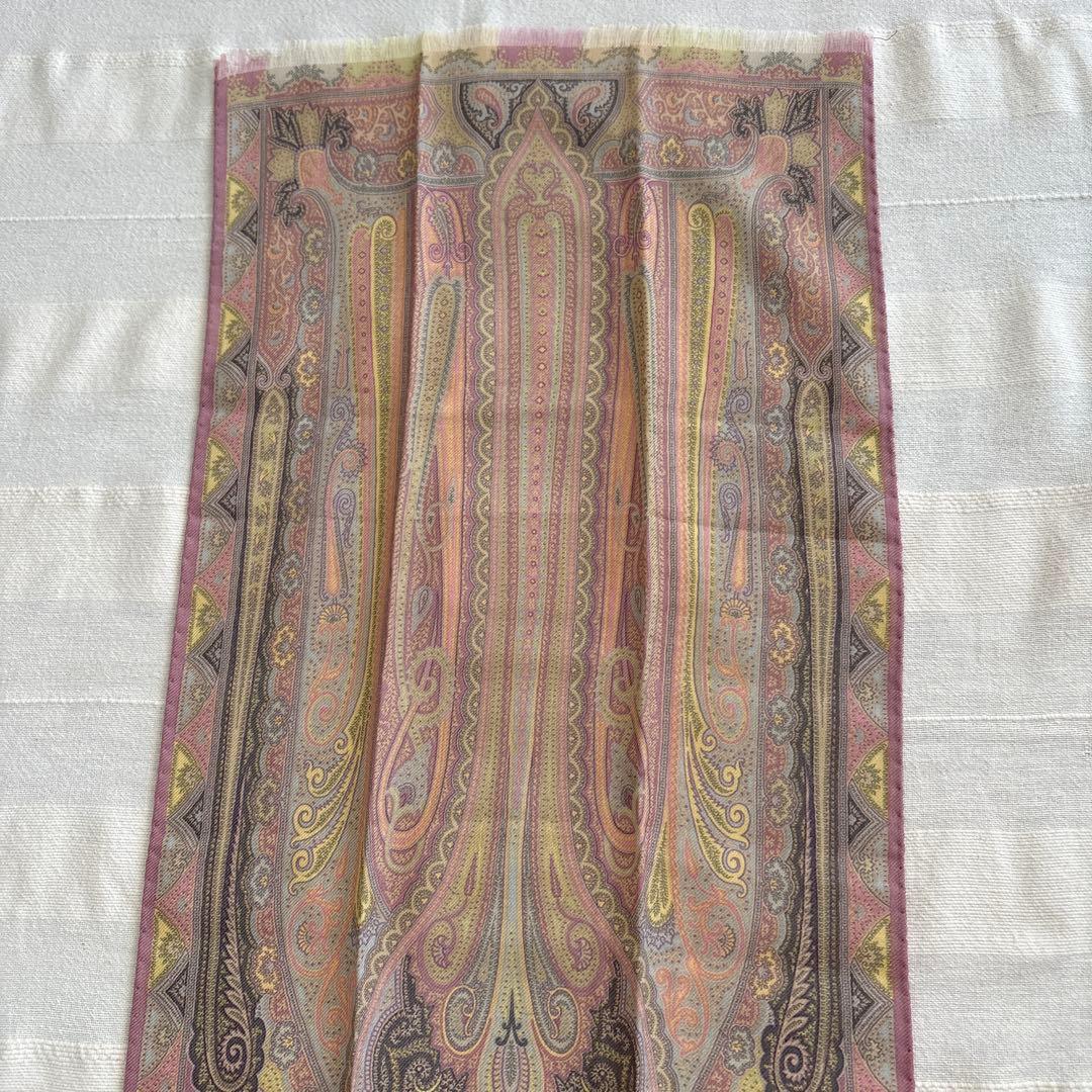 ETRO シルク&ウール　ストール　エトロ　ペイズリー　イタリア製　絹　毛