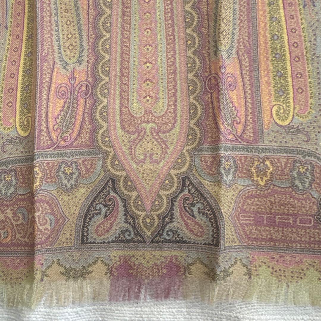 ETRO シルク&ウール　ストール　エトロ　ペイズリー　イタリア製　絹　毛