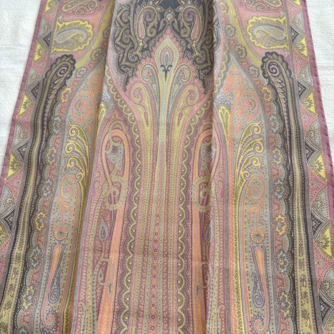 ETRO シルク&ウール　ストール　エトロ　ペイズリー　イタリア製　絹　毛