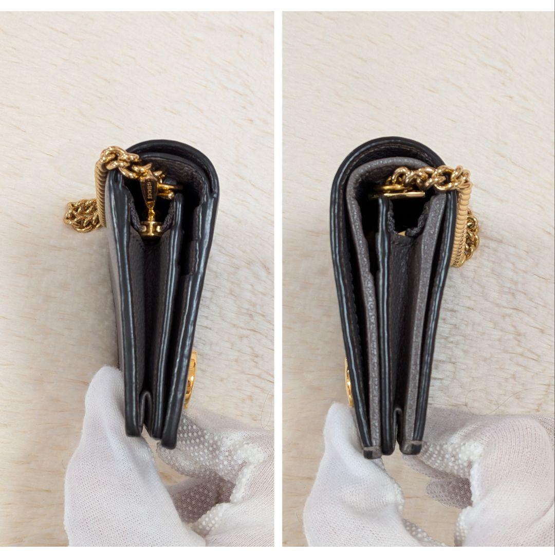 極美品✨️グッチ 二つ折り財布 ズゥミ チェーンウォレット インターロッキング