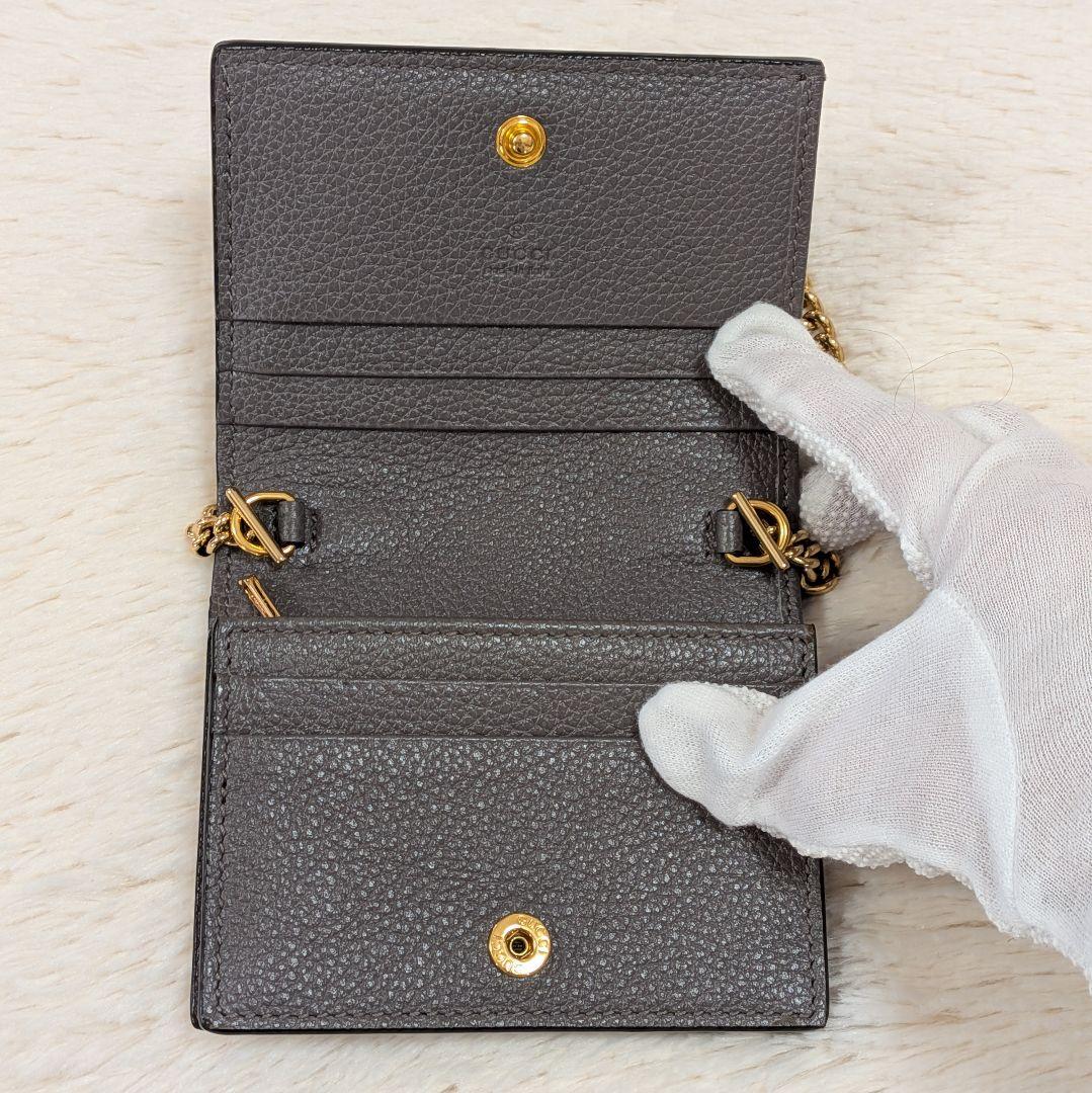 極美品✨️グッチ 二つ折り財布 ズゥミ チェーンウォレット インターロッキング