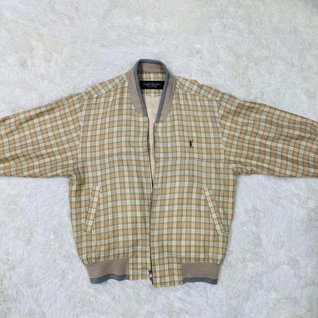 美品✨90s イヴ・サンローラン スイングトップ フルジップ チェック パステル