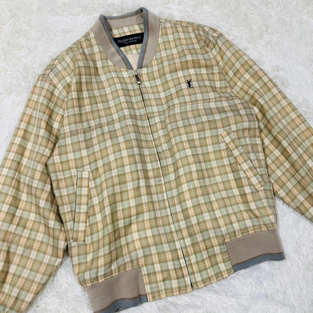 美品✨90s イヴ・サンローラン スイングトップ フルジップ チェック パステル