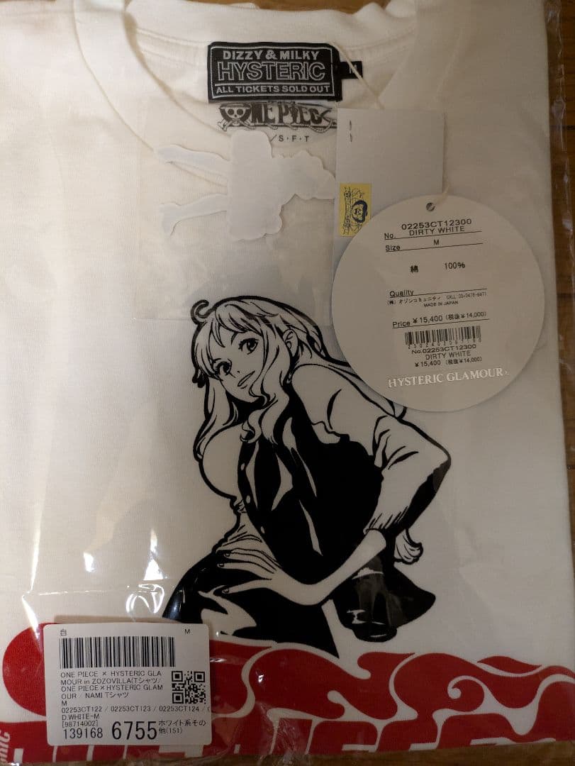 HYSTERIC GLAMOUR ×ONEPIECE　ナミ　白Tシャツ