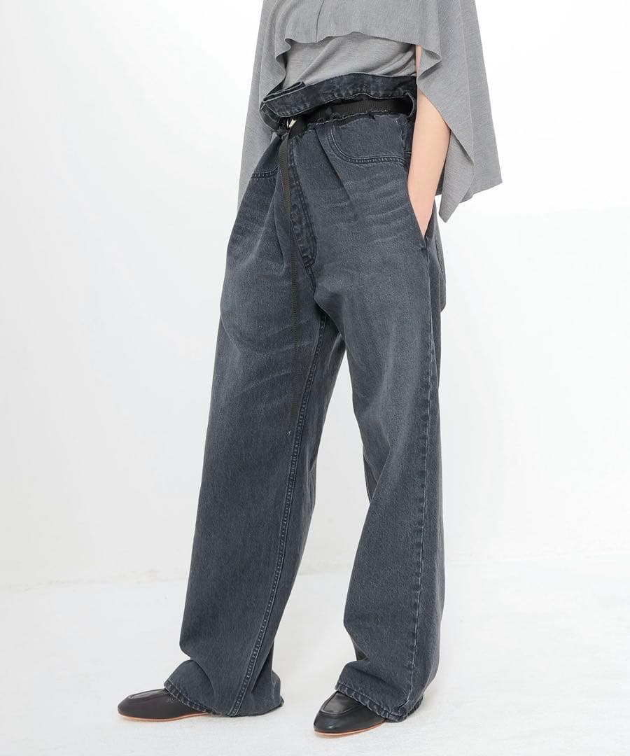 パンツ DRESSLAVE over tuck black denim pants
