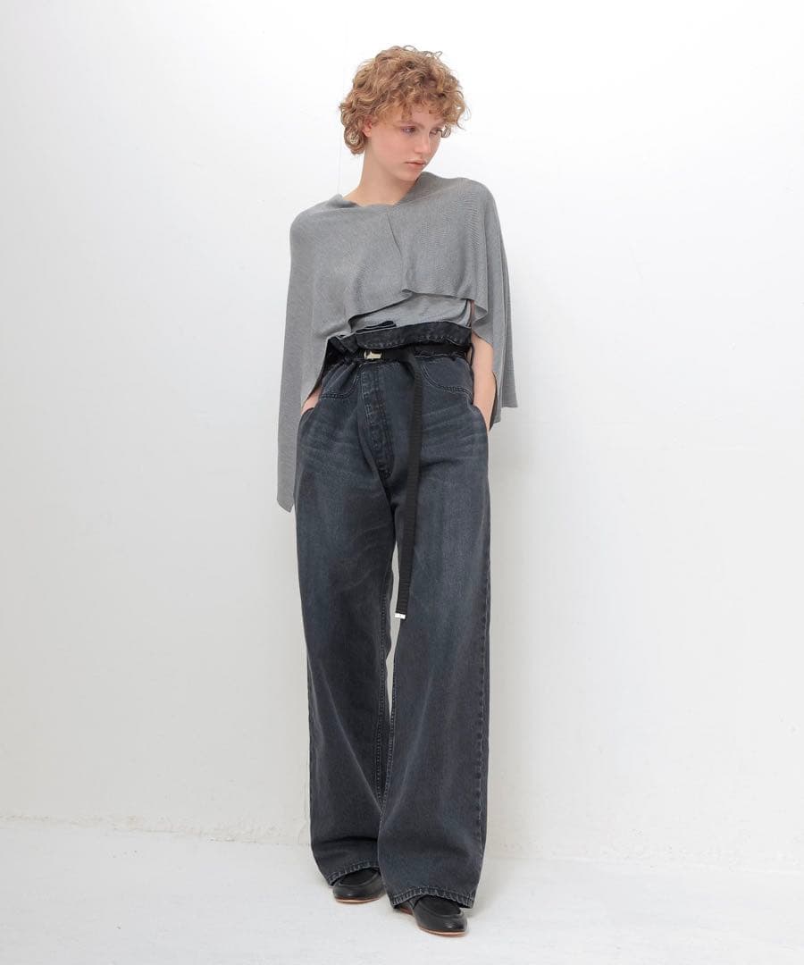 パンツ DRESSLAVE over tuck black denim pants